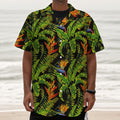 Tropical Summer Pattern Print Textured Short Sleeve Shirt