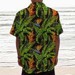 Tropical Summer Pattern Print Textured Short Sleeve Shirt