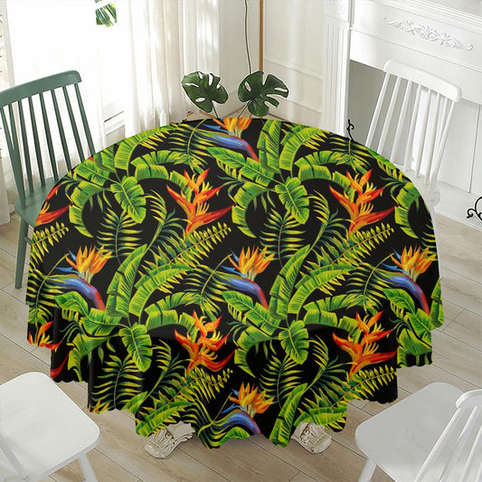 Tropical Summer Pattern Print Waterproof Round Tablecloth