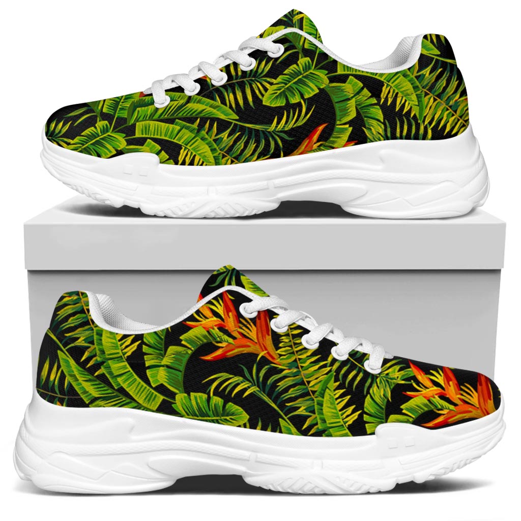 Tropical Summer Pattern Print White Chunky Shoes