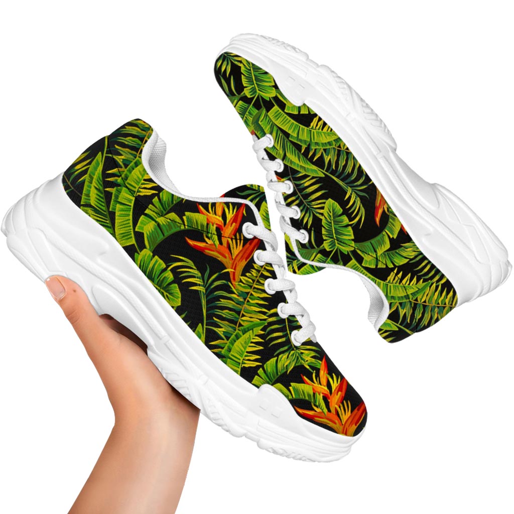 Tropical Summer Pattern Print White Chunky Shoes