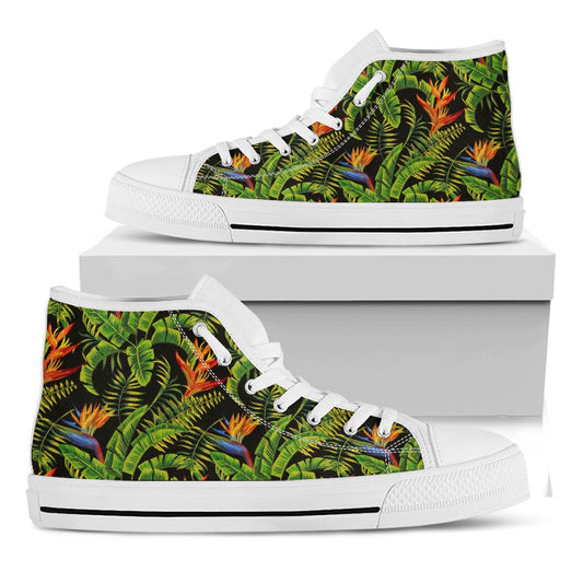 Tropical Summer Pattern Print White High Top Sneakers