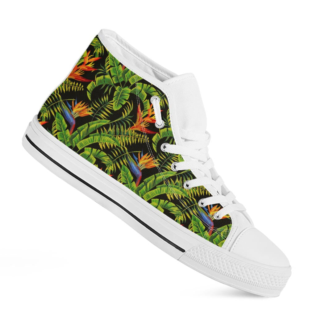 Tropical Summer Pattern Print White High Top Sneakers