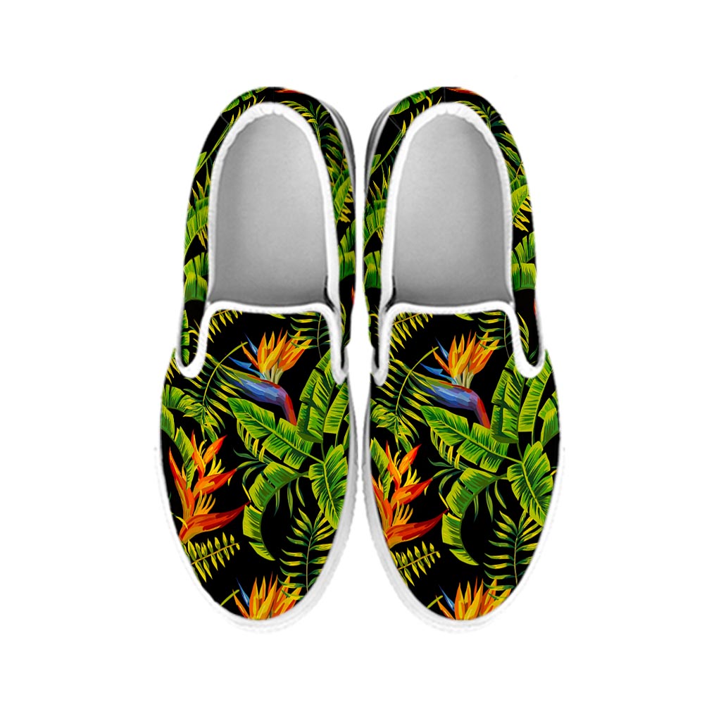 Tropical Summer Pattern Print White Slip On Sneakers