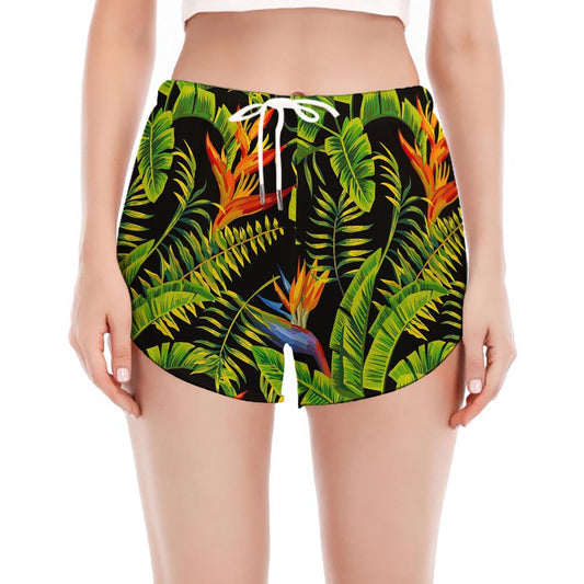 Tropical Summer Pattern Print Women's Split Running Shorts