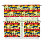 Tropical Sunset Pattern Print 3 Piece Kitchen Curtains