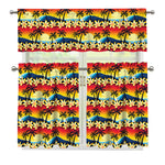 Tropical Sunset Pattern Print 3 Piece Kitchen Curtains