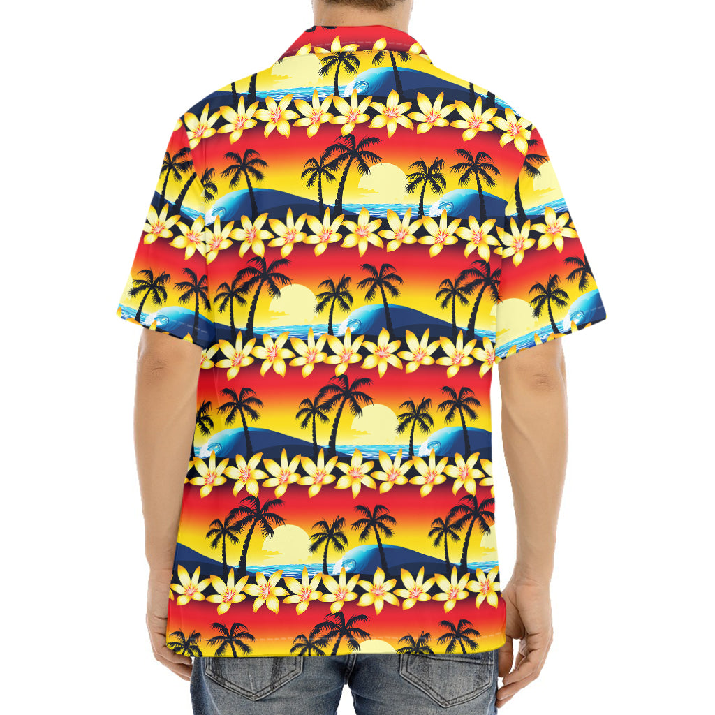 Tropical Sunset Pattern Print Aloha Shirt
