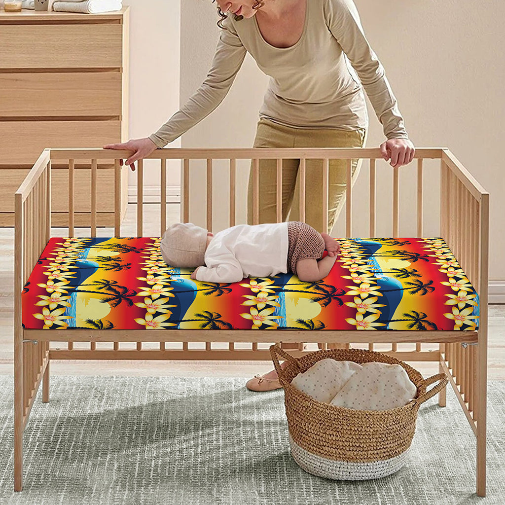 Tropical Sunset Pattern Print Baby Crib Sheet
