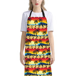 Tropical Sunset Pattern Print Bib Apron With Pocket