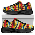 Tropical Sunset Pattern Print Black Chunky Shoes