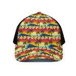 Tropical Sunset Pattern Print Black Mesh Trucker Cap