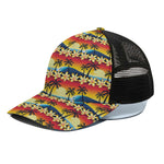Tropical Sunset Pattern Print Black Mesh Trucker Cap