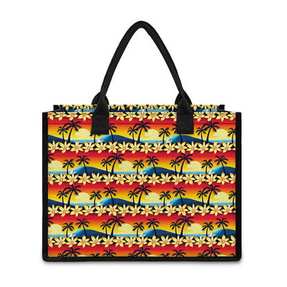 Tropical Sunset Pattern Print Canvas Tote Bag