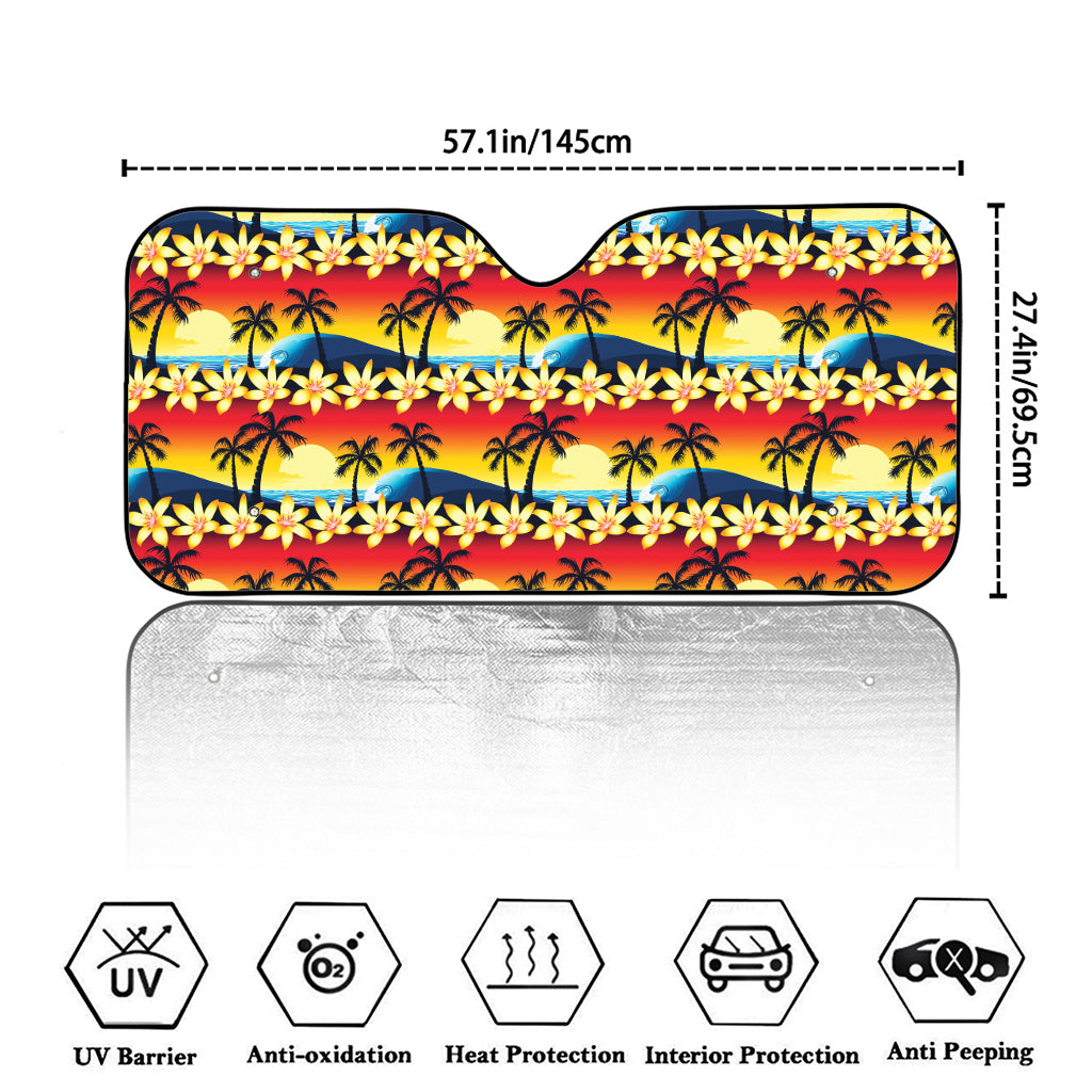 Tropical Sunset Pattern Print Car Windshield Sun Shade