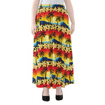 Tropical Sunset Pattern Print Chiffon Maxi Skirt