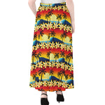 Tropical Sunset Pattern Print Chiffon Maxi Skirt
