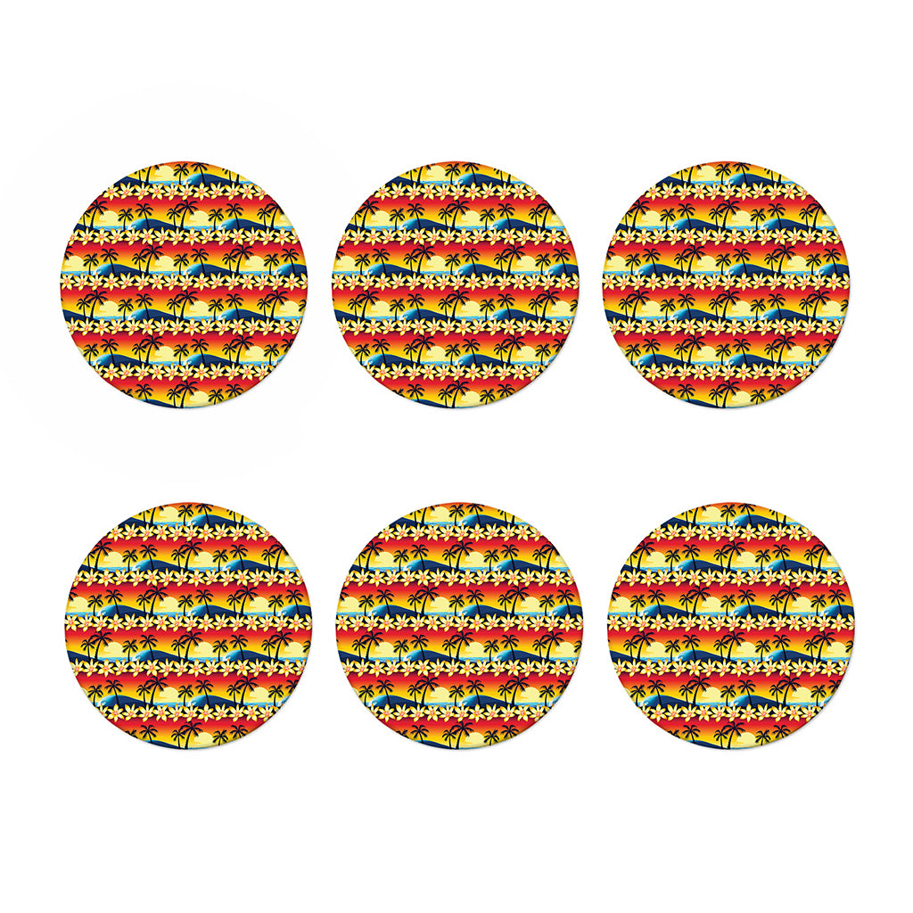 Tropical Sunset Pattern Print Coaster Set