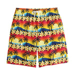 Tropical Sunset Pattern Print Cotton Shorts