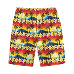Tropical Sunset Pattern Print Cotton Shorts