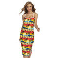 Tropical Sunset Pattern Print Cross Back Cami Dress