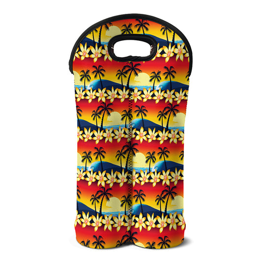 Tropical Sunset Pattern Print Double Neoprene Wine Tote