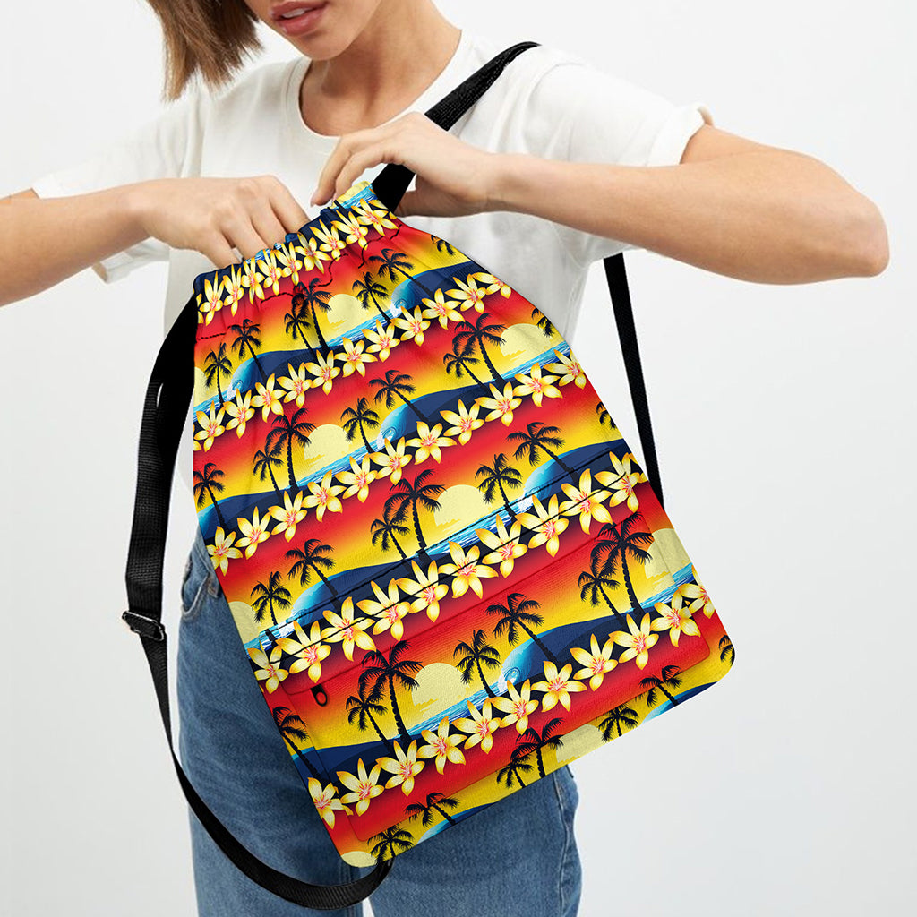 Tropical Sunset Pattern Print Drawstring Backpack