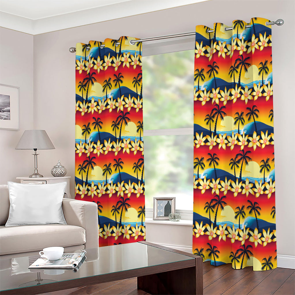 Tropical Sunset Pattern Print Extra Wide Grommet Curtains