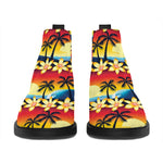 Tropical Sunset Pattern Print Flat Ankle Boots