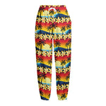 Tropical Sunset Pattern Print Fleece Lined Knit Pants