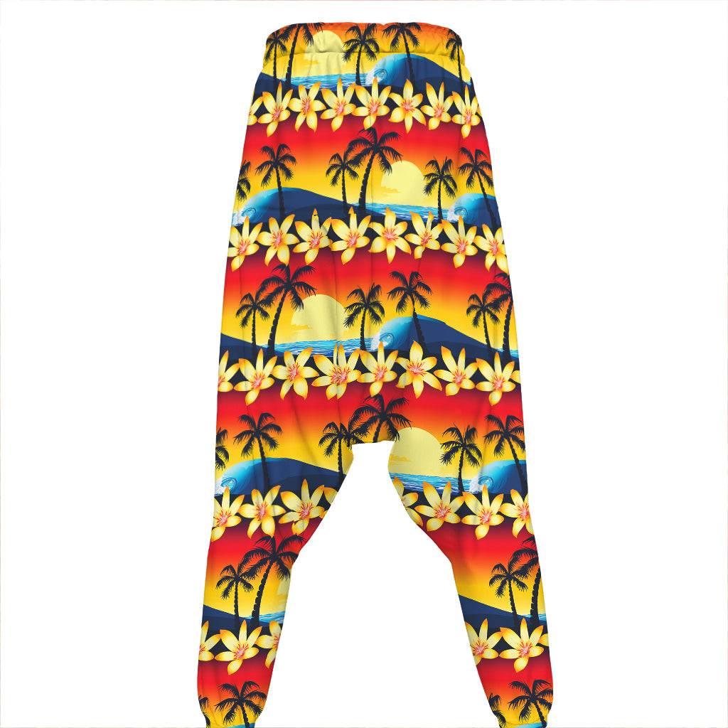 Tropical Sunset Pattern Print Hammer Pants