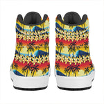 Tropical Sunset Pattern Print High Top Leather Sneakers