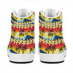 Tropical Sunset Pattern Print High Top Leather Sneakers