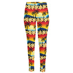 Tropical Sunset Pattern Print High-Waisted Pocket Leggings