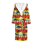 Tropical Sunset Pattern Print Hooded Bathrobe