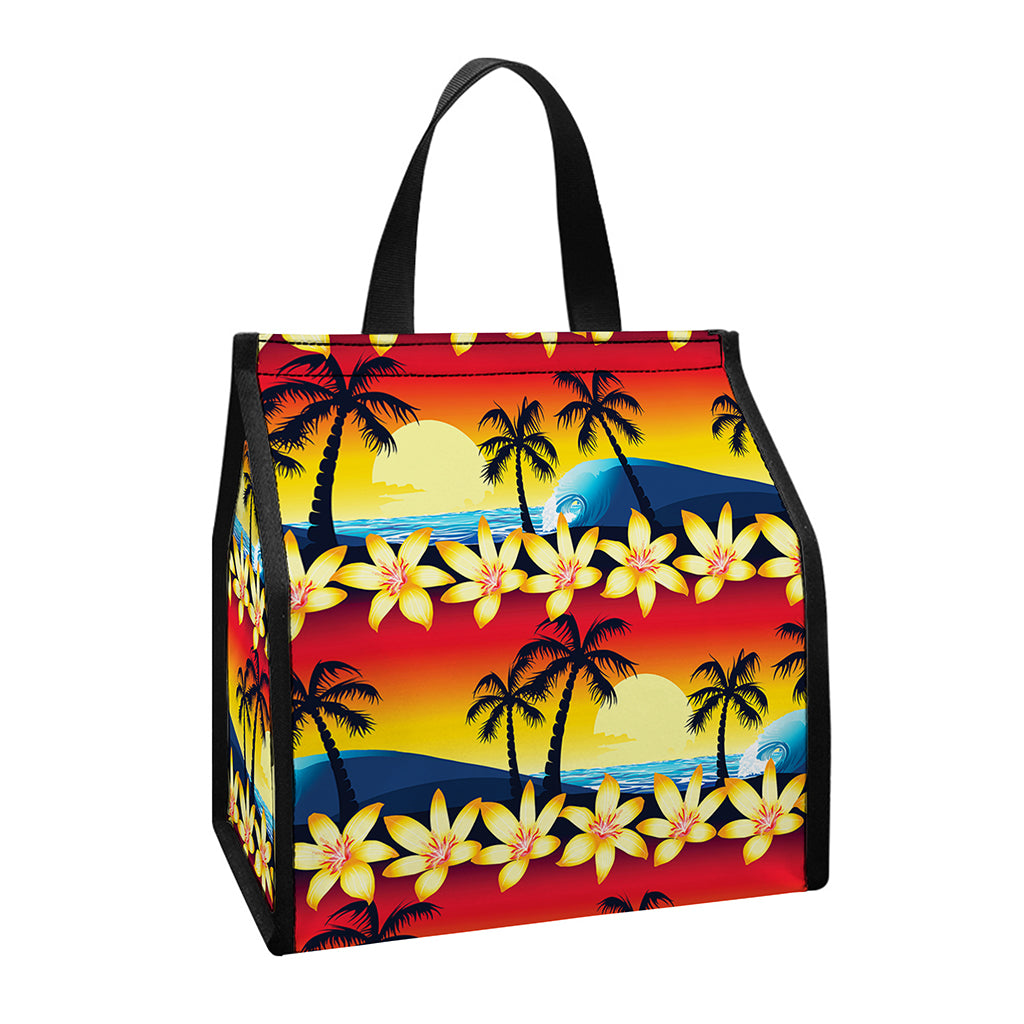 Tropical Sunset Pattern Print Insulated Lunch Tote