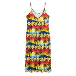 Tropical Sunset Pattern Print Jersey Midi Cami Dress
