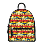 Tropical Sunset Pattern Print Leather Backpack