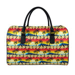 Tropical Sunset Pattern Print Leather Duffle Bag