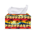 Tropical Sunset Pattern Print Leather Tissue Box Cover