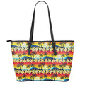 Tropical Sunset Pattern Print Leather Tote Bag With Zipper