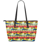 Tropical Sunset Pattern Print Leather Tote Bag