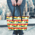 Tropical Sunset Pattern Print Leather Tote Bag