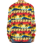 Tropical Sunset Pattern Print Long Sleeve Baseball Jersey