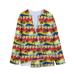 Tropical Sunset Pattern Print Long Sleeve Short Coat