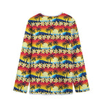 Tropical Sunset Pattern Print Long Sleeve Short Coat