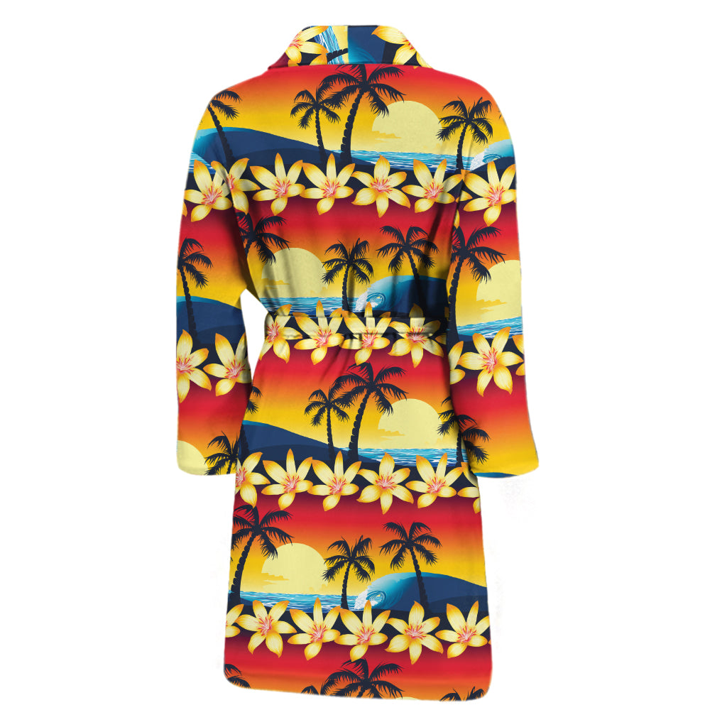 Tropical Sunset Pattern Print Men's Bathrobe
