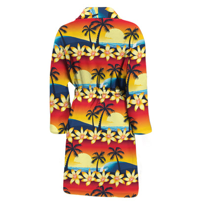 Tropical Sunset Pattern Print Men's Bathrobe