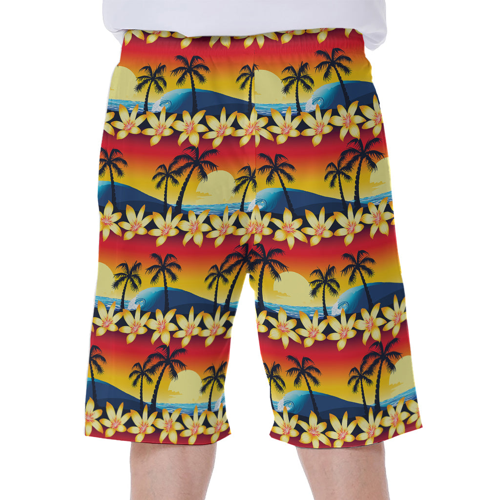 Tropical Sunset Pattern Print Men's Beach Shorts