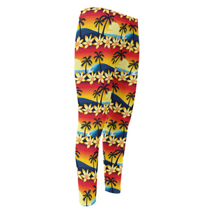 Tropical Sunset Pattern Print Men's Compression Pants